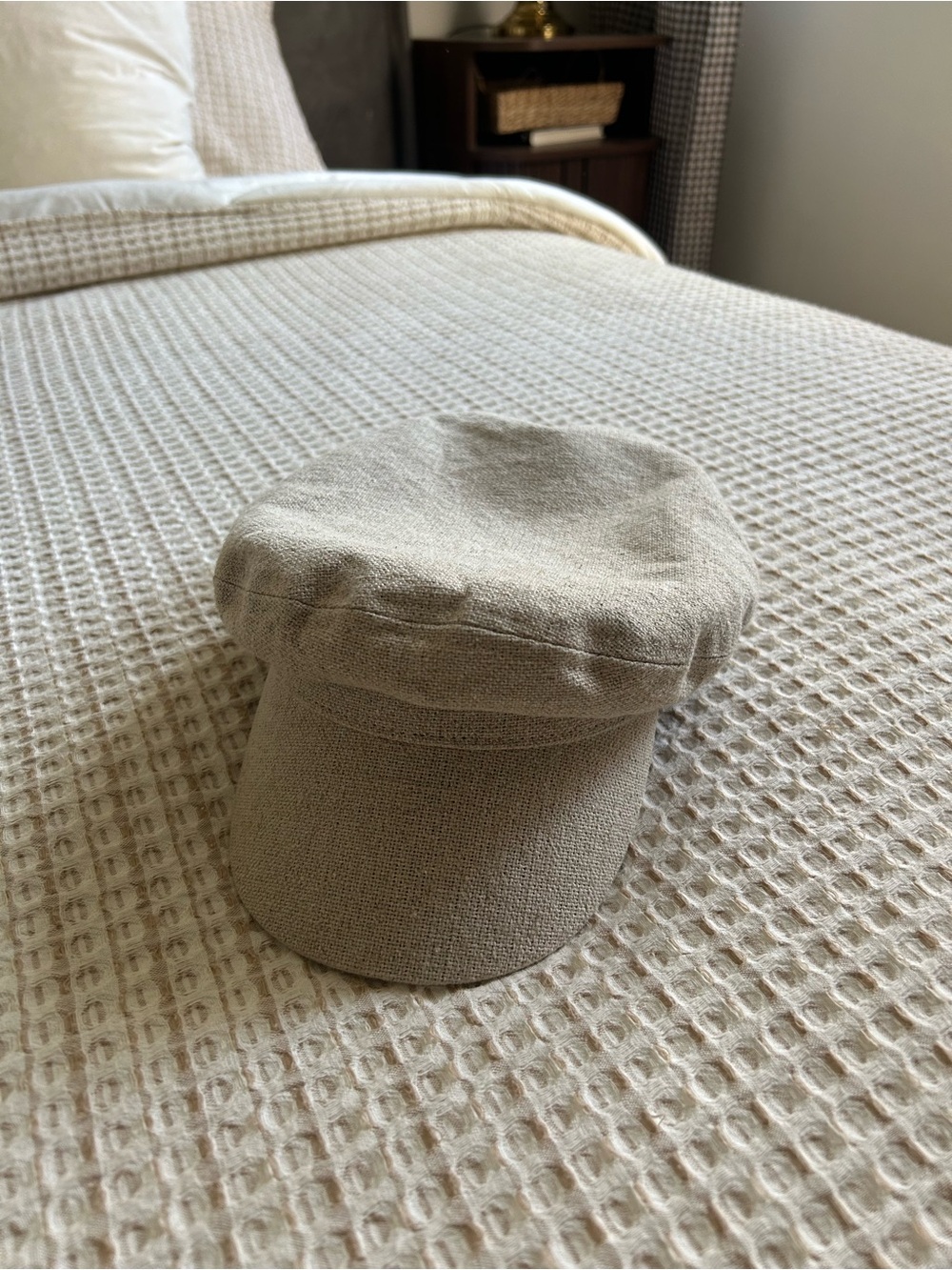 GIGI PIP Linen Baker Boy Cap in Light Beige